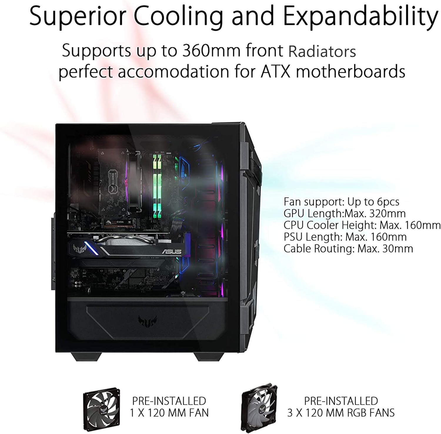 ASUS TUF Gaming GT301 ATX mid-tower tempered glass GAMING CASE ASUS TUF Gaming GT301 ATX mid-tower tempered glass GAMING CASE